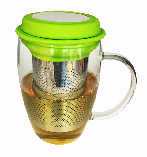 BOROSILICATE GLASS TEA MUG WITH INFUSER